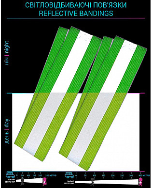 Светоотражающие повязки на руку, толщина 0,9мм 4x35cm флуорисцентно - зеленая (2шт)
