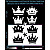 Crown stickers reflective, black, hard surface