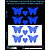 Butterflies reflective stickers, blue, for solid surfaces