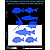 Fish reflective stickers, blue, for solid surfaces
