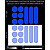 Circles and lines stickers reflective, blue, for solid surfaces