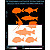 Fish reflective stickers, orange, hard surface