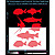 Fish reflective stickers, red, for solid surfaces