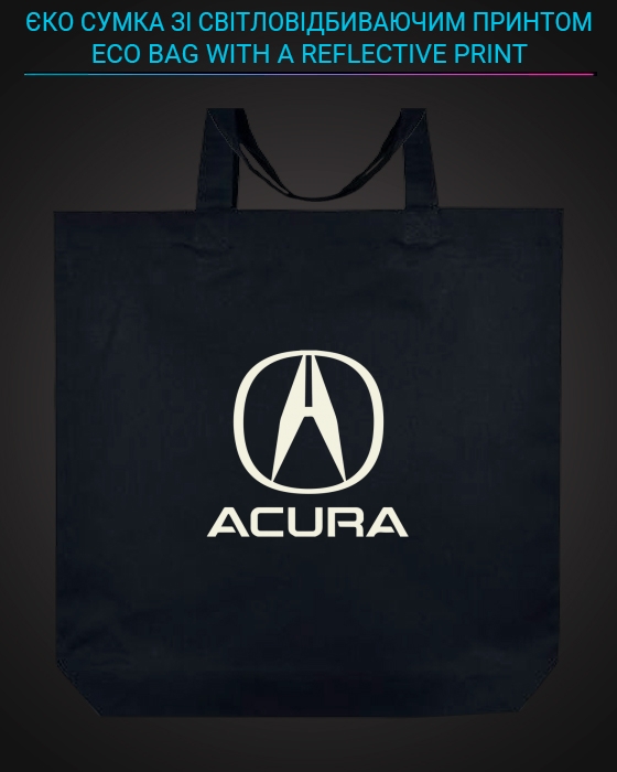 Єко сумка з світловідбиваючим принтом Акура Логотип - чорна