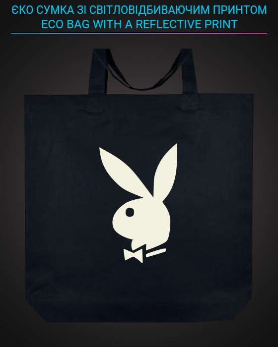 Eco bag with reflective print Playboy - black