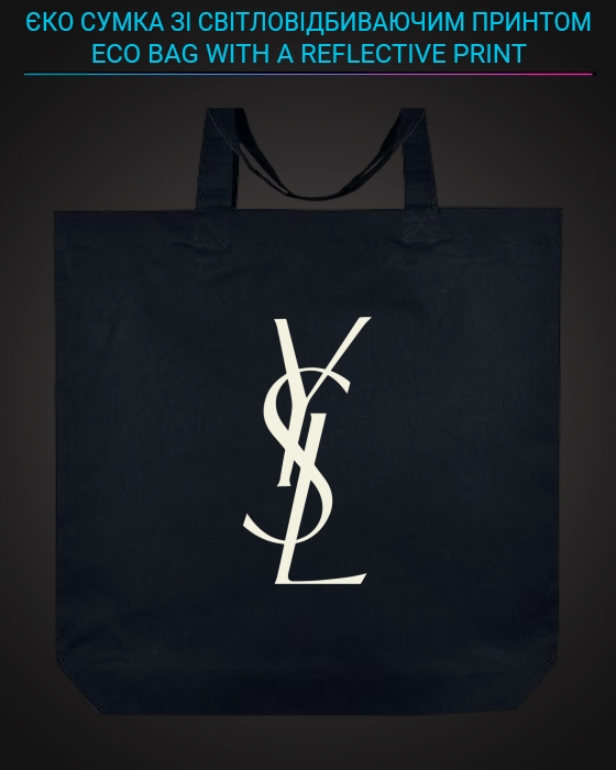 Eco bag with reflective print YSL - black