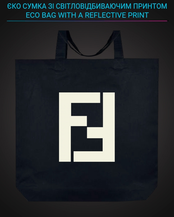 Eco bag with reflective print Fendi Sign - black