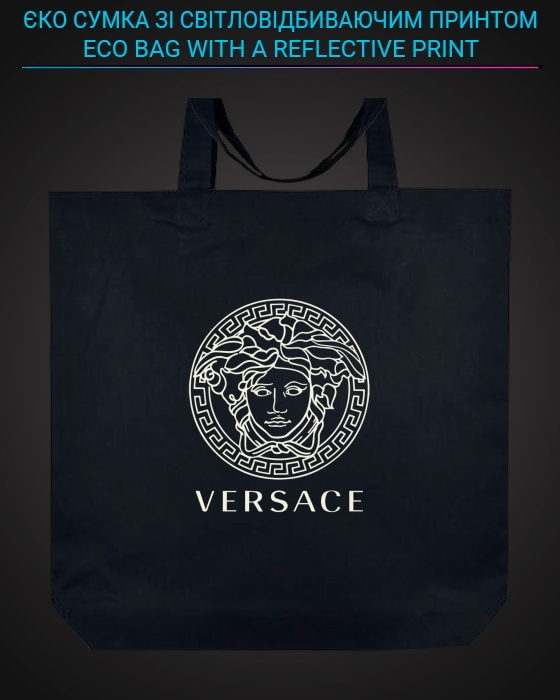 Eco bag with reflective print Versace - black