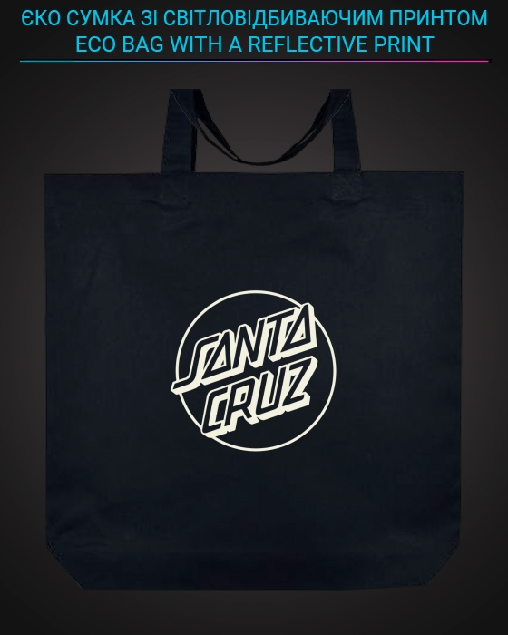 Eco bag with reflective print Santa Cruz - black