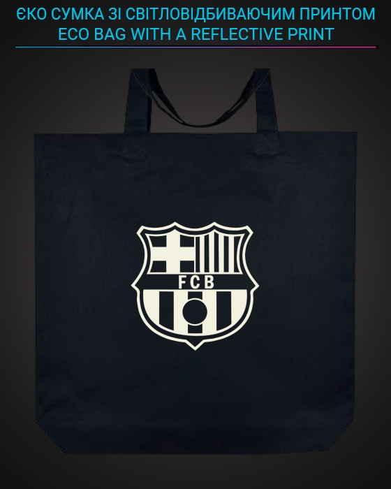 Эко сумка со светоотражающим принтом Барселона - черная
