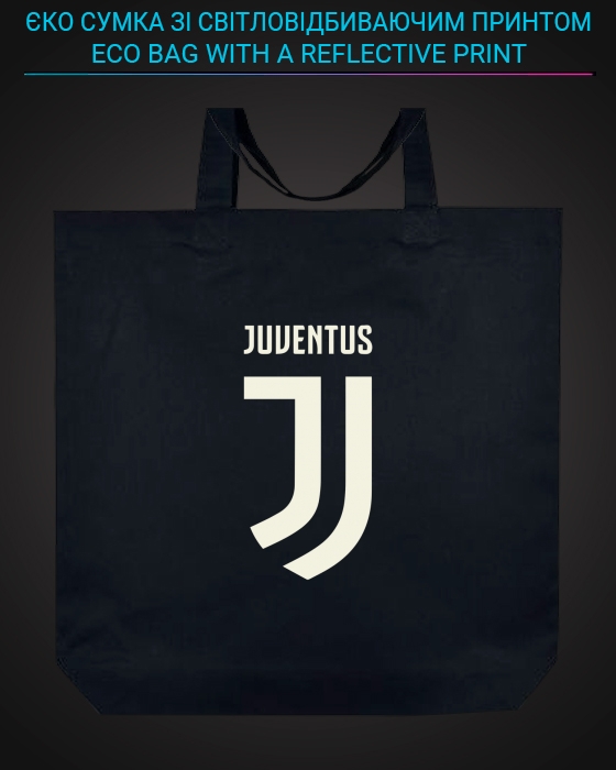 Eco bag with reflective print Juventus Logo - black