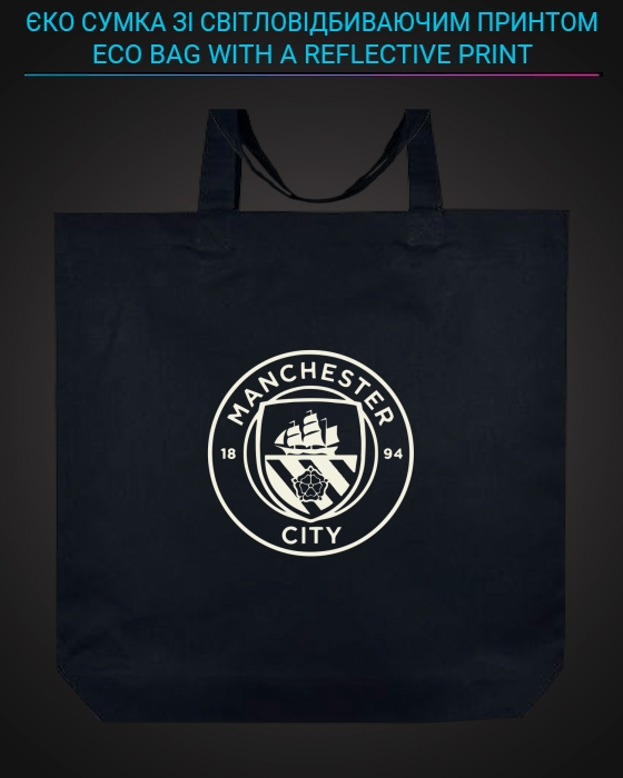 Єко сумка з світловідбиваючим принтом Манчестер Сіті - чорна