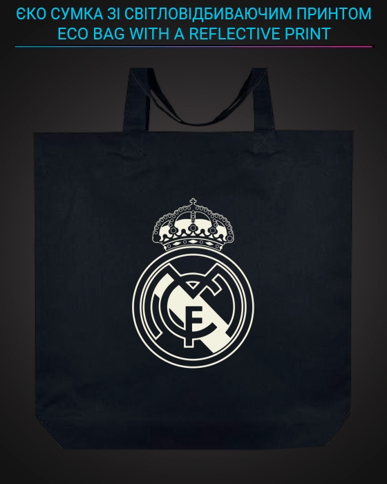 Эко сумка со светоотражающим принтом Реал Мадрид - черная