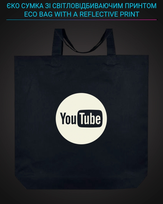 Eco bag with reflective print Youtube Logo - black