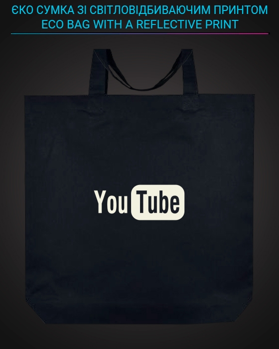 Eco bag with reflective print Youtube - black
