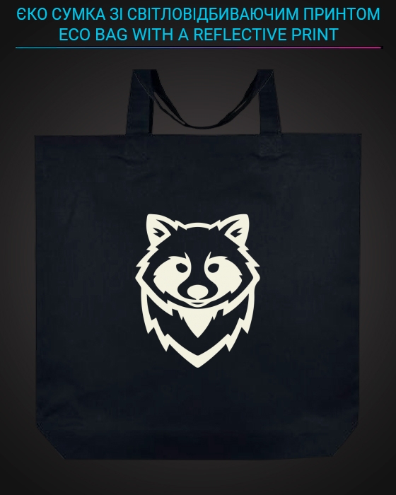 Eco bag with reflective print The Raccoon - black