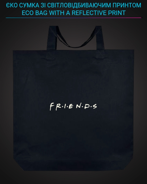 Eco bag with reflective print Friends - black