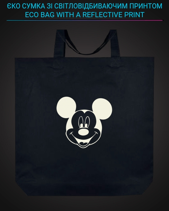 Eco bag with reflective print Mickey Mouse - black