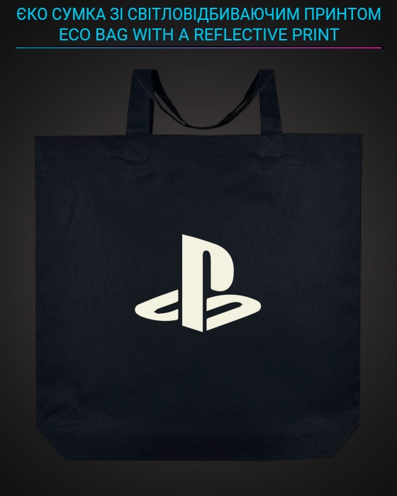 Eco bag with reflective print PlayStation Logo - black