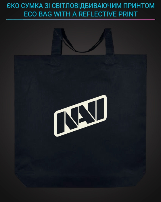 Эко сумка со светоотражающим принтом Нави - черная