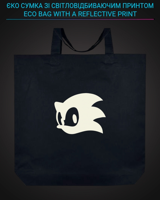 Eco bag with reflective print Sonic - black