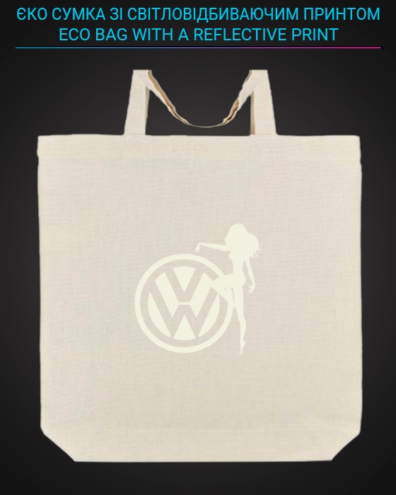 Eco bag with reflective print Volkswagen Logo Girl - yellow