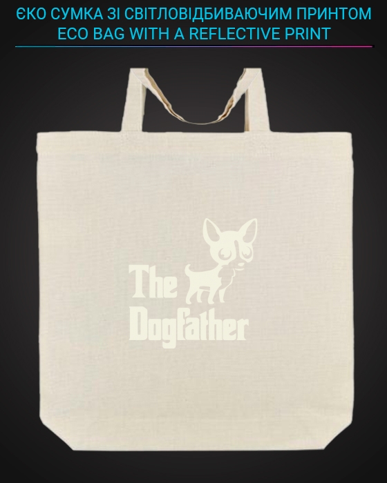 Eco bag with reflective print The Dogfather - yellow