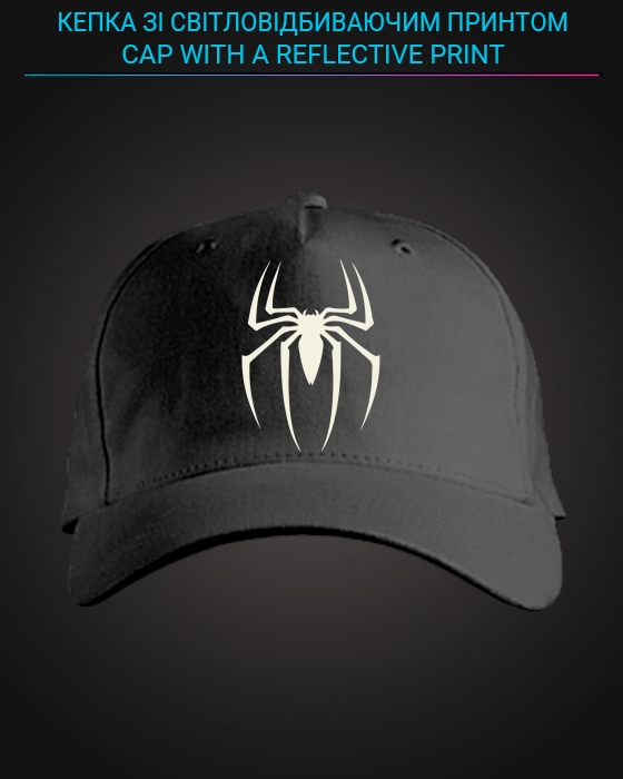 Cap with reflective print Spiderman Logo - black