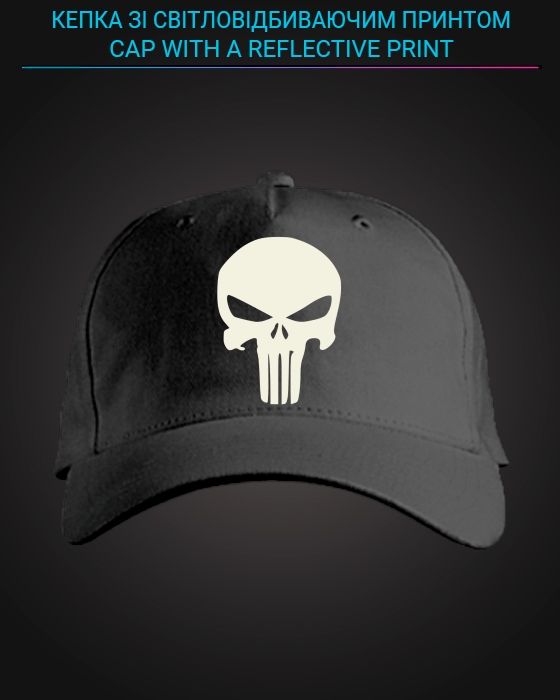 Cap with reflective print The Punisher - black