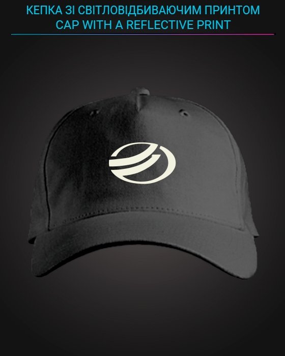 Кепка зі світловідбиваючим принтом ЗАЗ Логотип - чорна
