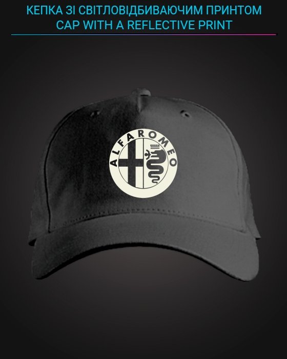 Cap with reflective print Alfa Romeo Logo - black
