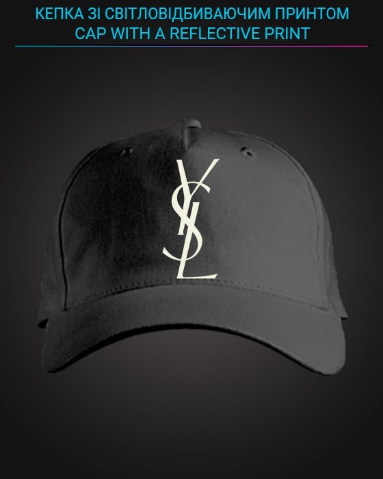 Cap with reflective print YSL - black