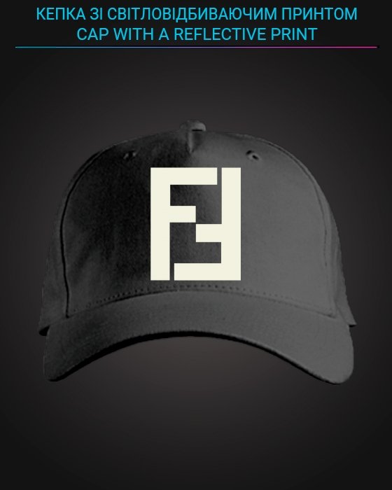 Cap with reflective print Fendi Sign - black