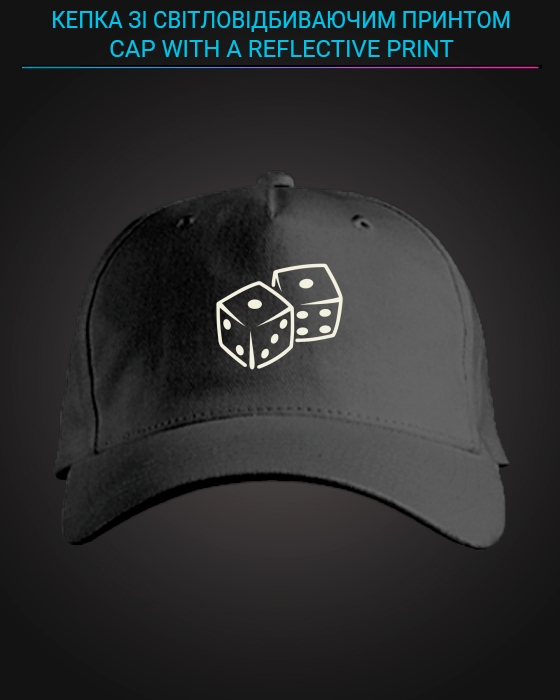 Cap with reflective print Dice - black