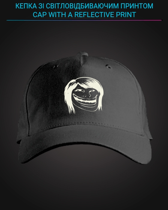 Cap with reflective print Troll Girl - black