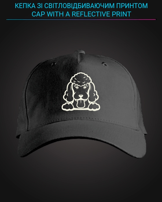 Cap with reflective print Poodle Dog - black