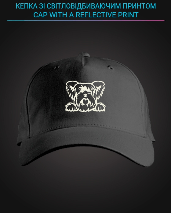 Cap with reflective print Yorkshire Terrier Dog - black