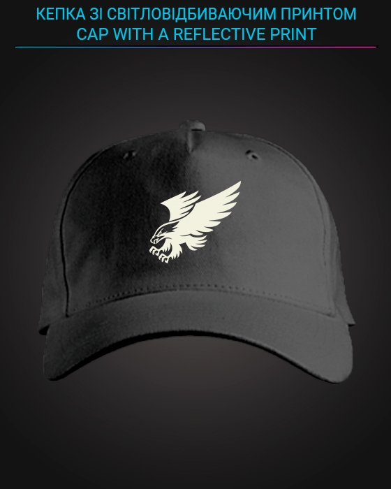 Cap with reflective print Cute Eagle - black