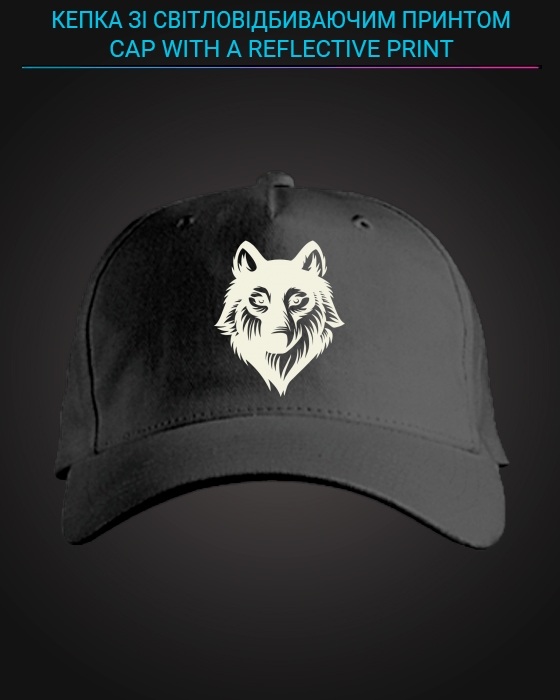Cap with reflective print Great Wolf - black