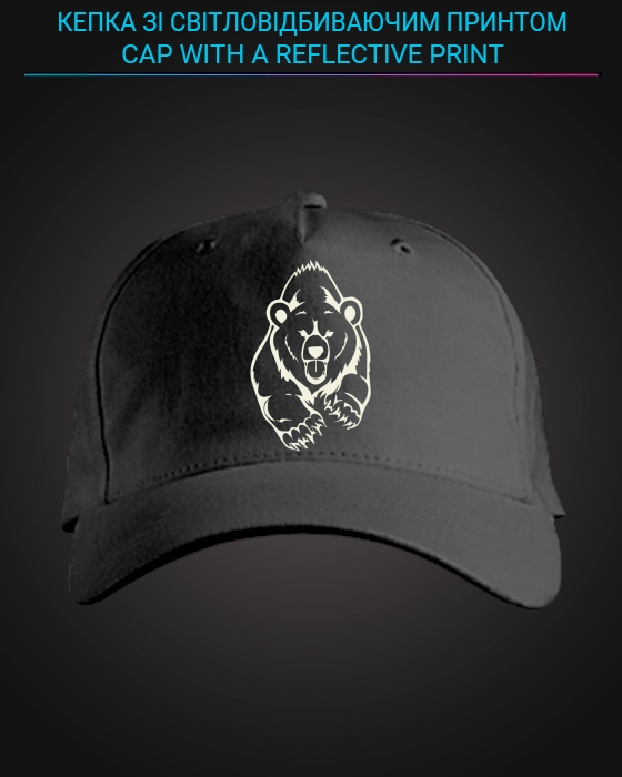 Cap with reflective print Big Bear - black