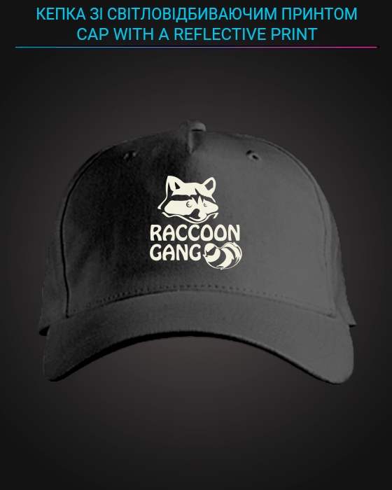 Cap with reflective print Raccoon Gang - black