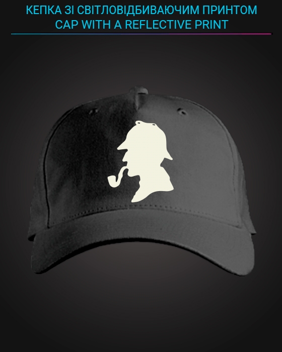 Cap with reflective print Sherlock Holmes - black