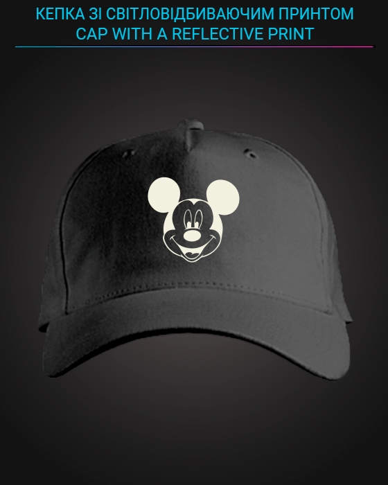 Cap with reflective print Mickey Mouse - black