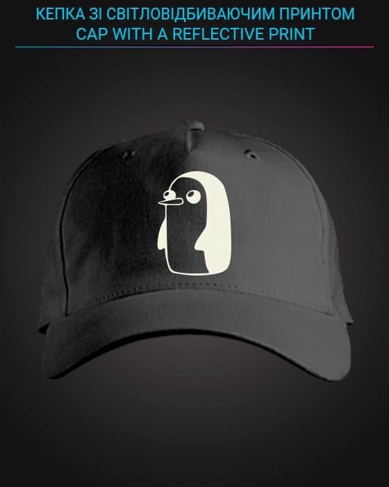 Cap with reflective print Cute Penguin - black