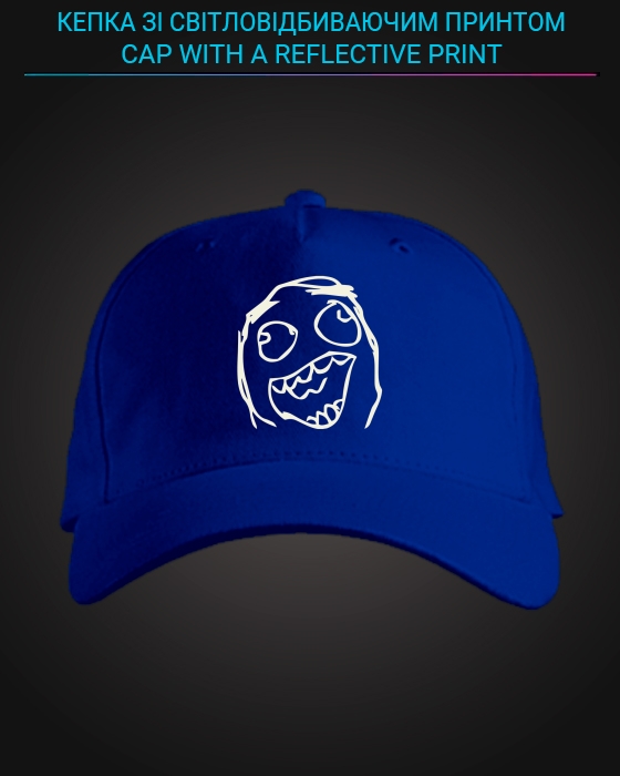Cap with reflective print Meme Face - blue