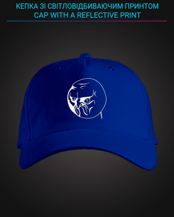 Cap with reflective print Angry Face - blue