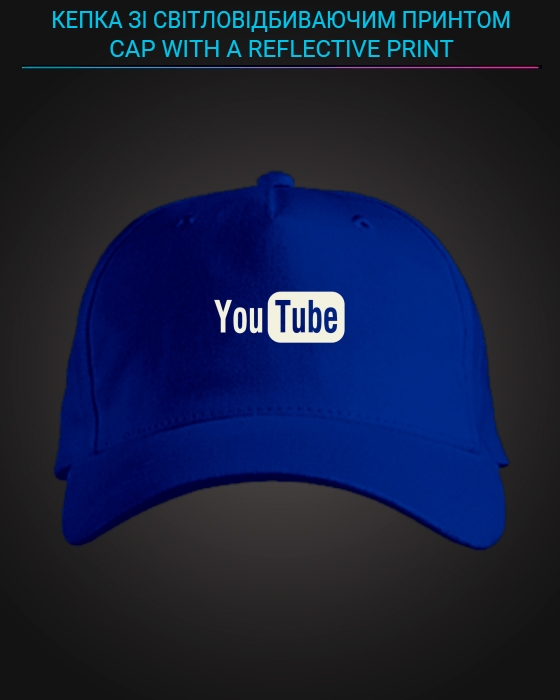 Cap with reflective print Youtube - blue