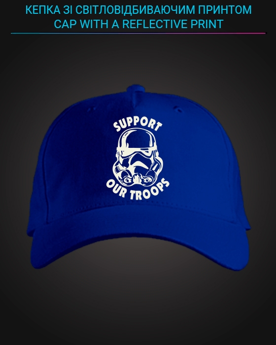 Cap with reflective print Support Our Troops - blue