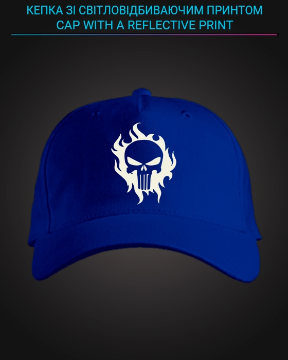 Cap with reflective print The Punisher Logo - blue
