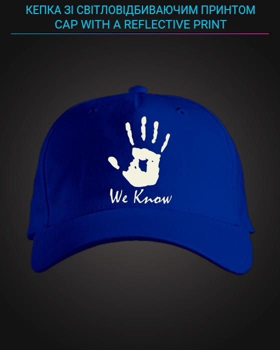 Cap with reflective print We Know - blue